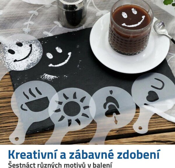 Šablony na zdobení kávy 16 ks