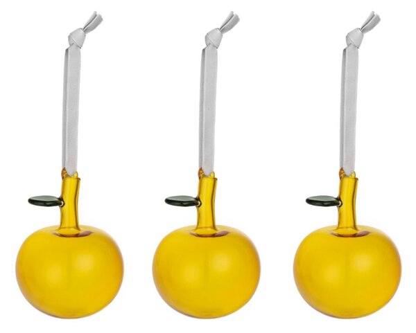 Skleněné ozdoby jablíčka OTC iittala žlutá 3 ks *