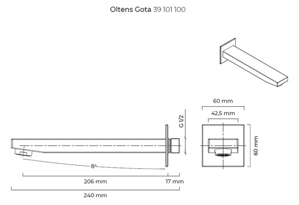 Oltens Gota výtok baterie Vanová chrom 39101100