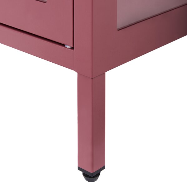 Prosklená komoda NEWPORT Kov 115 cm Tmavě červená