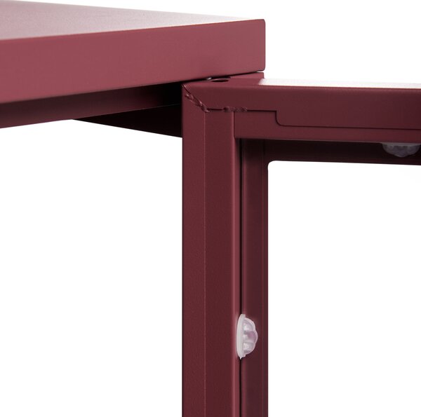 Prosklená komoda NEWPORT Kov 115 cm Tmavě červená