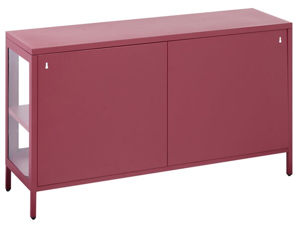 Prosklená komoda NEWPORT Kov 115 cm Tmavě červená
