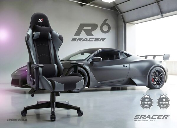 Herní židle k PC Sracer R6 s područkami nosnost 130 kg černá-šedá