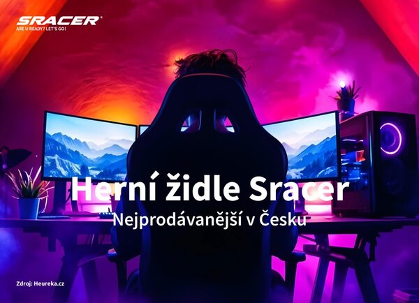 Herní židle k PC Sracer R6 s područkami nosnost 130 kg černá-červená