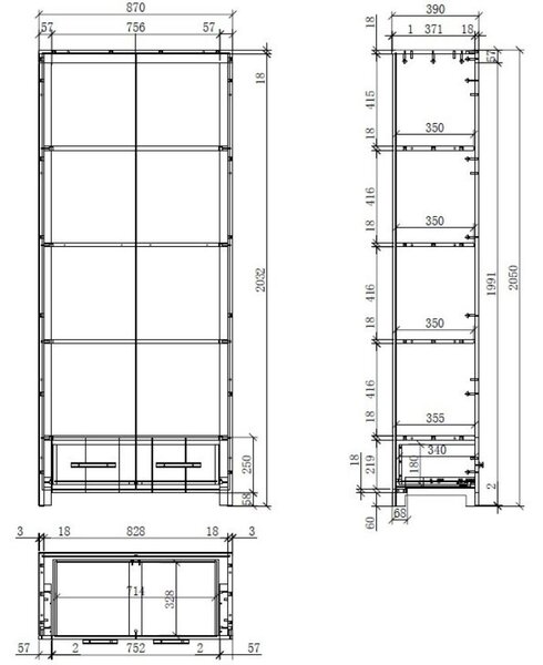 Bílá lakovaná knihovna Vipack Erik 205 x 87 cm