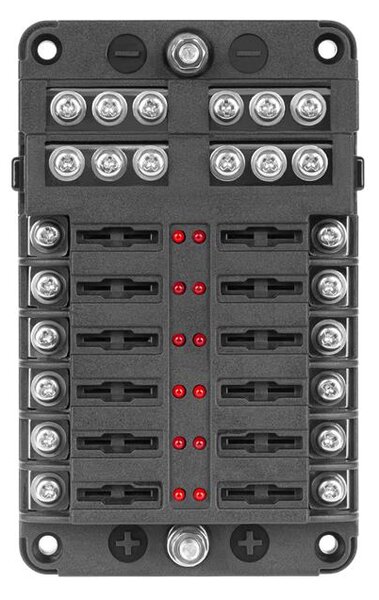 Pojistková skříňka FB-12 s minusovou svorkou a LED indikátory