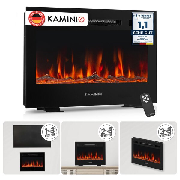 KAMINIO Elektrický krb MARLON – Elektrický krb 3 v 1 s topením, 3D efektem plamenů, 12 barvami plamenů, dálkovým ovládáním – 24 palců