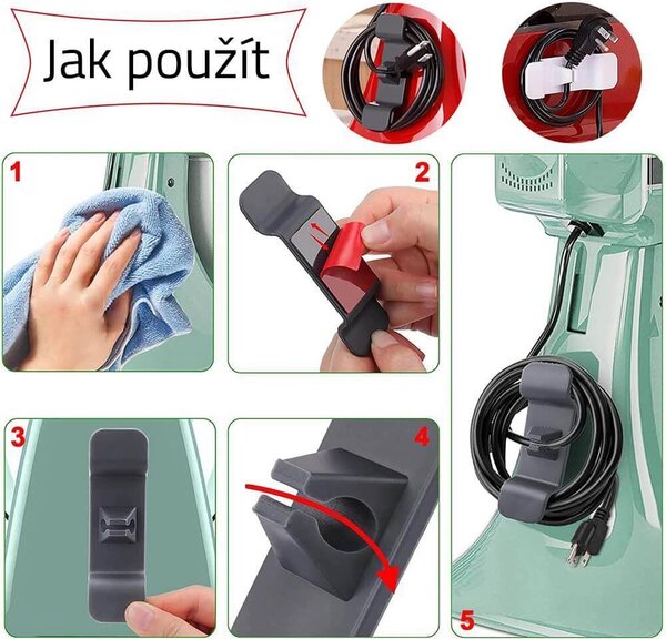 Samolepící organizér na kabely - svorka