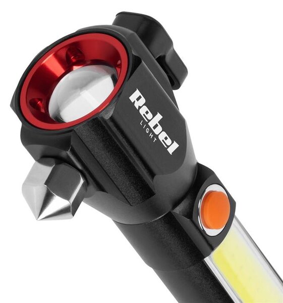 LED svítidlo multifunkční (zoom, kladivo na sklo, nůž) Rebel