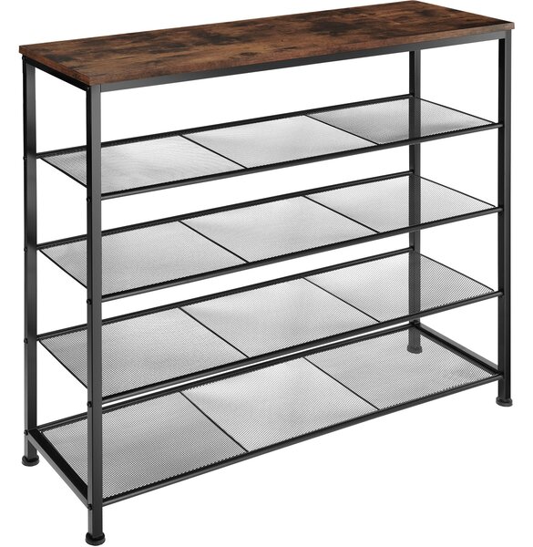 Tectake Botník Sheffield 100x30,5x93cm - Industriální dřevo tmavé, rustikální