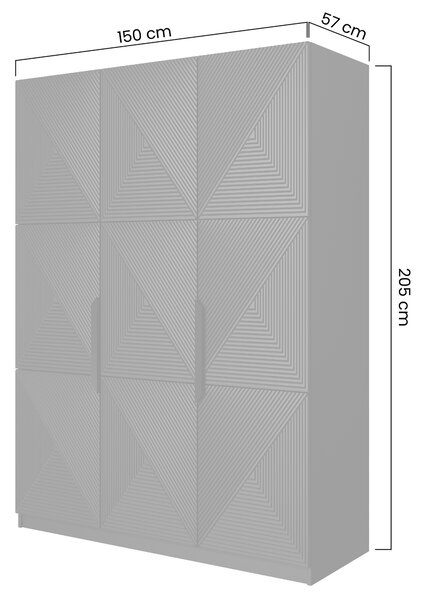Skříň Asha 150 cm - kašmír / kašmírové kovové úchytky