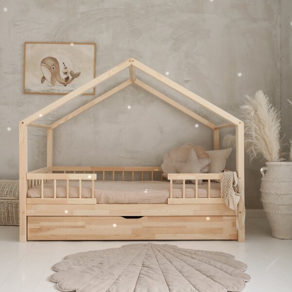 Domečková postel Housebed Bello duo s šuplíkem 180x90 cm přírodní Šuplík: 1 ŠUPLÍK