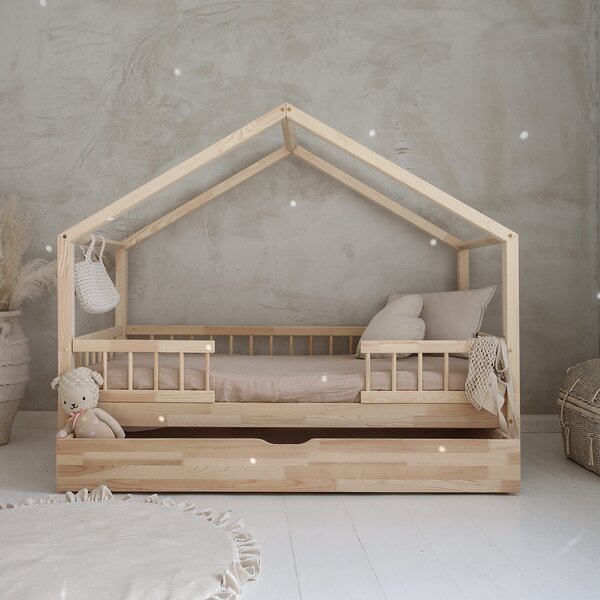 Domečková postel Housebed Bello duo s šuplíkem 180x90 cm přírodní Šuplík: 1 ŠUPLÍK