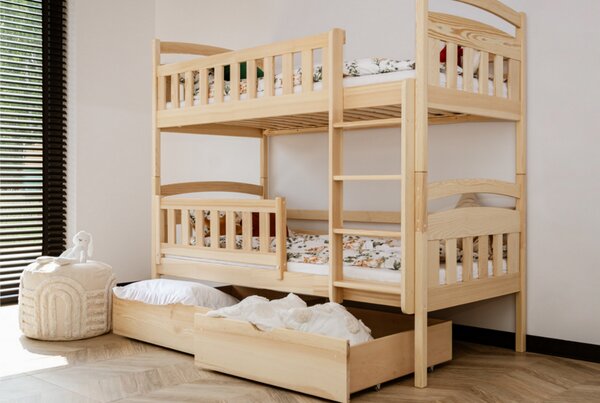 Patrová postel Denny se zábranou Velikost spací plochy: 160x80, Barva: přírodní, Šuplík: NE