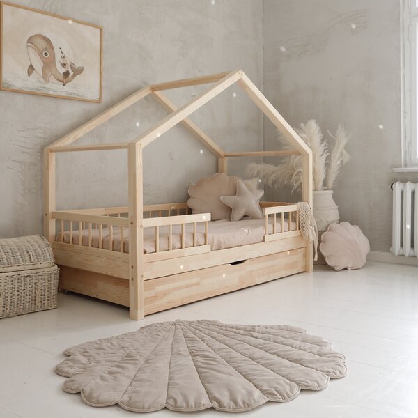 Domečková postel Housebed Bello duo s šuplíkem 180x90 cm přírodní Šuplík: 1 ŠUPLÍK