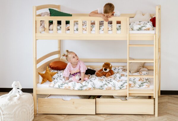 Patrová postel Denny se zábranou Velikost spací plochy: 160x80, Barva: přírodní, Šuplík: NE