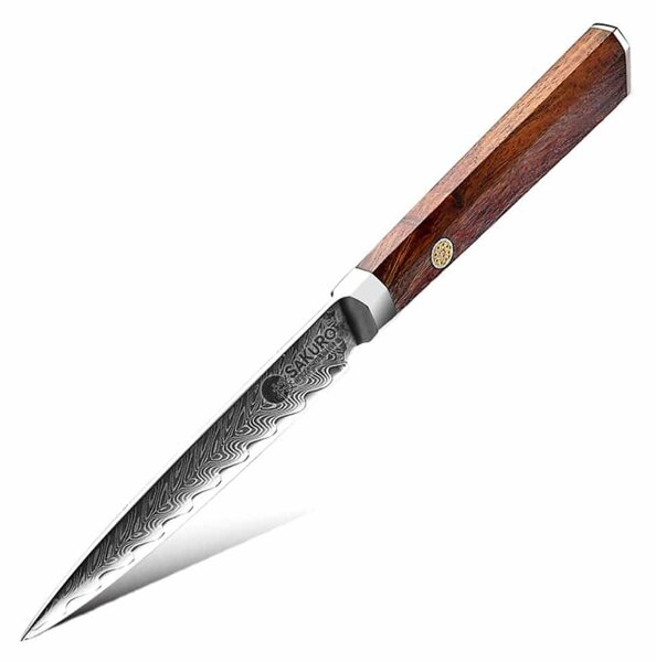 Víceučelový nůž z damaškové oceli SaKuRo Palisandr 12,7 cm