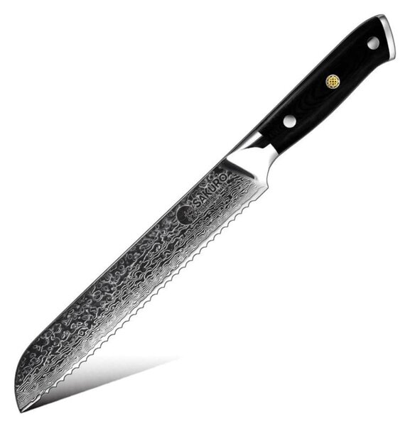 Nůž na pečivo z damaškové oceli SaKuRo G10 20,3 cm