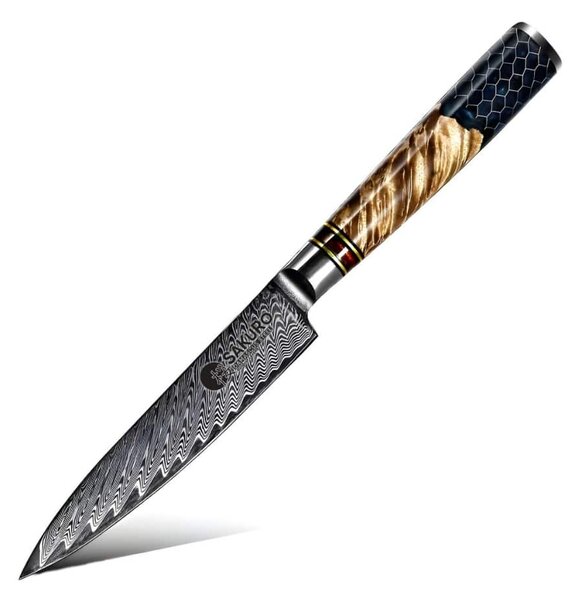 Víceúčelový nůž z damaškové oceli SaKuRo Honey 12,7 cm