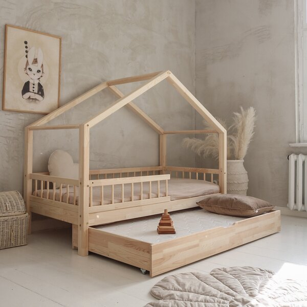 Domečková postel Housebed Bello s šuplíkem 200x90 cm Barva: přírodní, Šuplík: 1 ŠUPLÍK