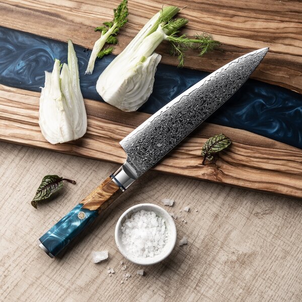 Šéfkuchařský nůž z damaškové oceli SaKuRo Blue 19,8 cm