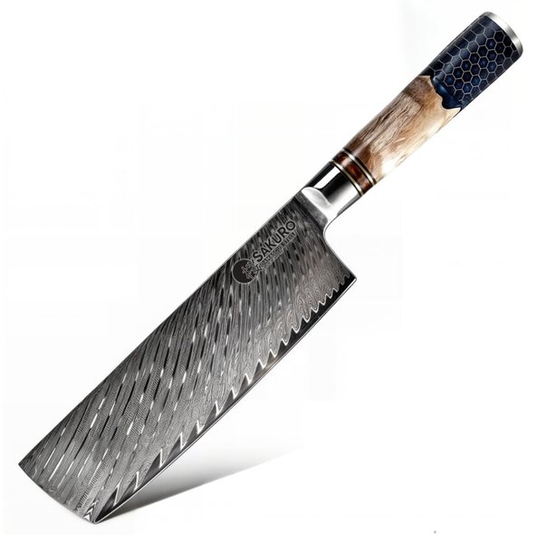 Kuchyňský nůž nakiri z damaškové oceli SaKuRo Honey 17,8 cm