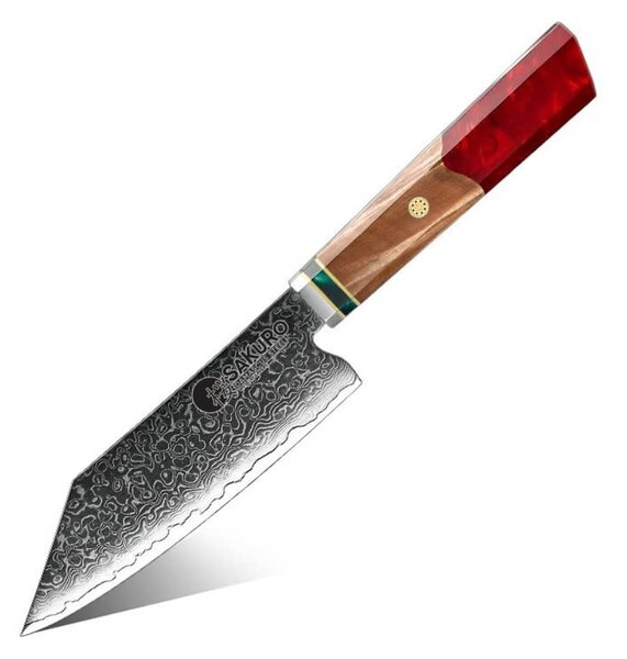 Japonský nůž Kiritsuke z damaškové oceli SaKuRo Red 14,1 cm