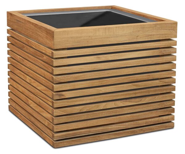 Čtvercový květináč Modulo, 40/51/60/80 x 40/51/60/80 x 43/43/43/43 cm, přírodní teak Rozměry: Délka, Šířka, Výška 51x51x43 cm