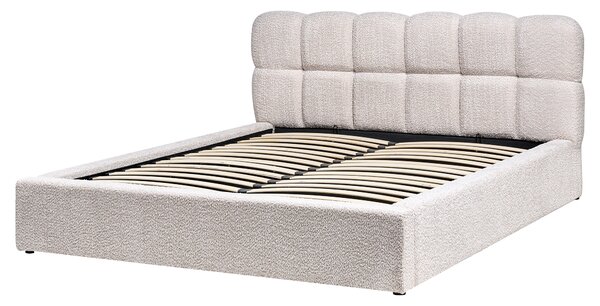 Postel s úložným prostorem Buklé BASTON 160 x 200 cm Světle béžová