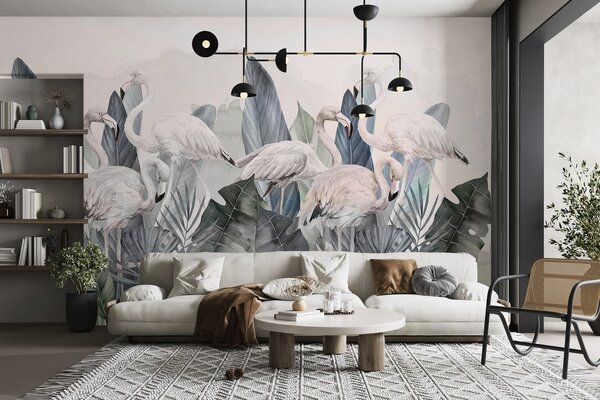 Fototapety Elegantní plameňáci mezi bujnou zelení, Fototapety příroda, w00505v2 : uwalls.cz