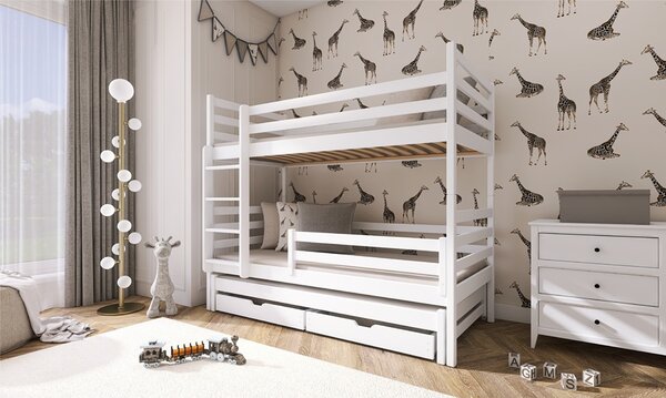 Patrová postel pro 3 děti Dara s šuplíky 180x80 cm Barva: bílá
