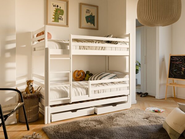 Patrová postel pro 3 děti Dara s šuplíky 180x80 cm Barva: bílá