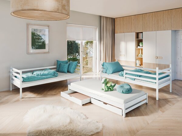 Patrová postel pro 3 děti Dara s šuplíky 180x80 cm Barva: bílá