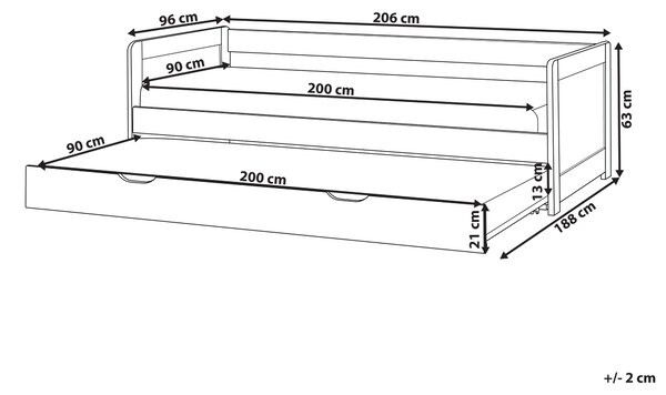 Rozkládací postel Borovicové dřevo GRAVELINES 90 x 200 cm Světle hnědá