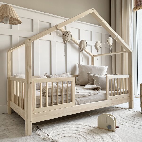 Domečková postel Housebed Alto duo Velikost spací plochy: 180x90, Barva: bílá/bezbarvý lak