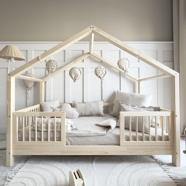 Domečková postel Housebed Alto duo Velikost spací plochy: 180x90, Barva: bílá/bezbarvý lak