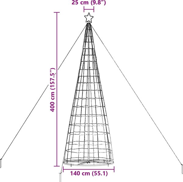VidaXL LED vánoční strom EKENAS 400 cm 800 LED Ocel [42018762] Barva: Vícebarevný