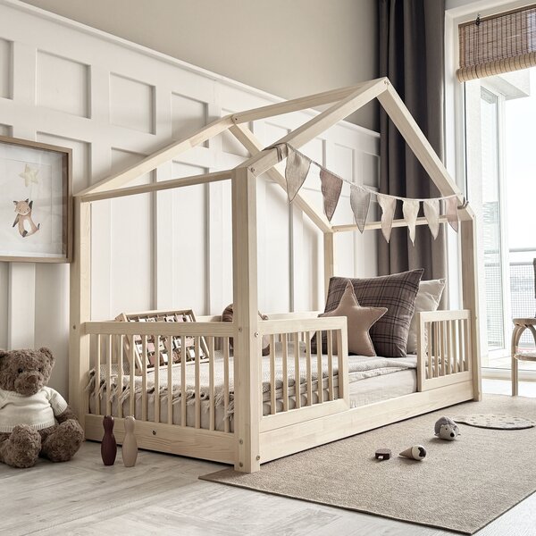 Domečková postel Housebed Alto duo Velikost spací plochy: 180x90, Barva: bílá/bezbarvý lak