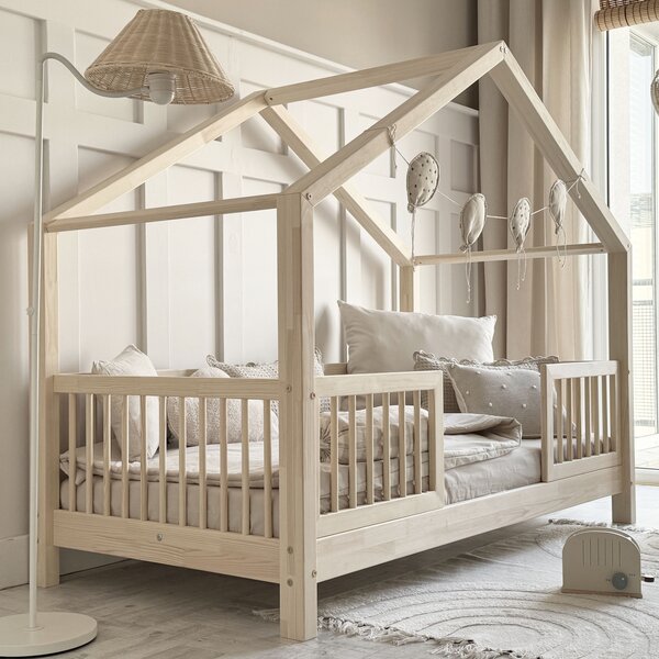 Domečková postel Housebed Alto duo Velikost spací plochy: 180x90, Barva: bílá/bezbarvý lak
