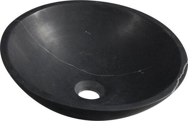 SAPHO BLOK kamenné retro umyvadlo na desku Ø 40 cm, matný černý Marquin 2401-35