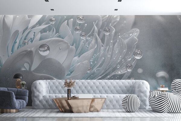Fototapety Detailní záběr na modrý květ pivoňky s kapkami vody na jemných okvětních lístcích, které, Fototapety květiny, w08402v1 : uwalls.cz