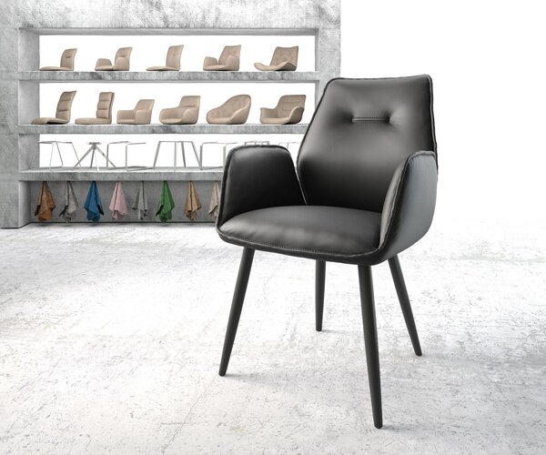 DELIFE Jídelní židle Zoa-Flex černá pravá kůže zaoblená podnož černá