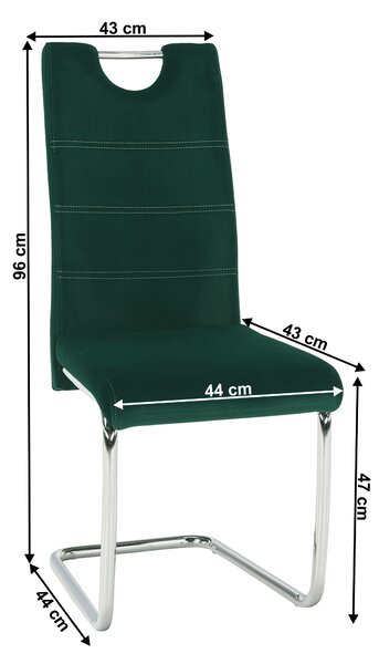 KONDELA Jídelní židle, smaragdová Velvet látka, ABIRA NEW