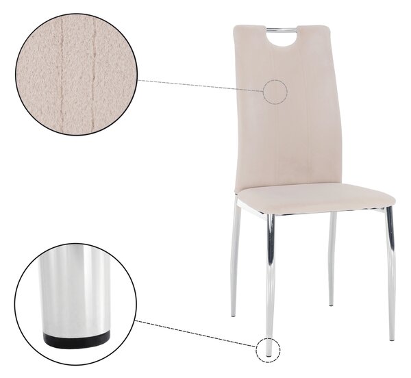 KONDELA Jídelní židle, béžová Dulux Velvet látka / chrom, OLIVA NEW