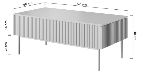 Konferenční stolek Nicole 120 cm se zásuvkami - bílý mat / černé nožky
