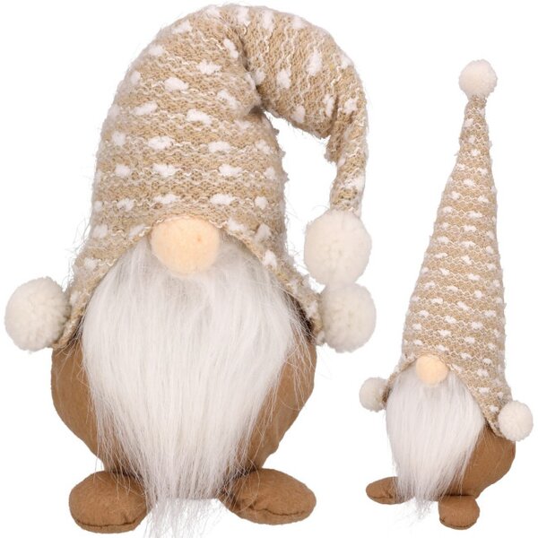 Vánoční figurka látkového skřítka béžová 33 cm