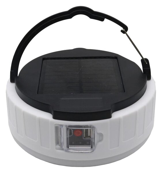 LED Solární lampa s funkcí powerbanky LED/2W/2V 6500K IPX4 2400 mAh černá