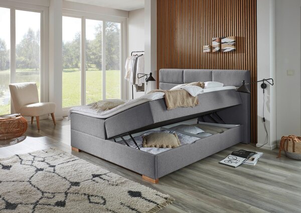 POSTEL BOXSPRING, 180/200 cm, šedá home24 - Postele s úložným prostorem, Online Only