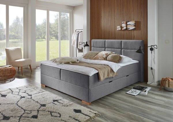 POSTEL BOXSPRING, 180/200 cm, šedá home24 - Postele s úložným prostorem, Online Only