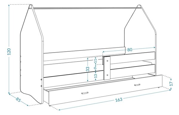 Dětská postel domeček - ledové království Velikost spací plochy: 160x80